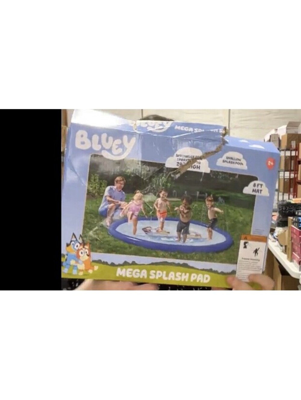 Bluey 8FT Splash Pad Kids Sprinkler Water Play Mat Outdoor Backyard Summer Fun